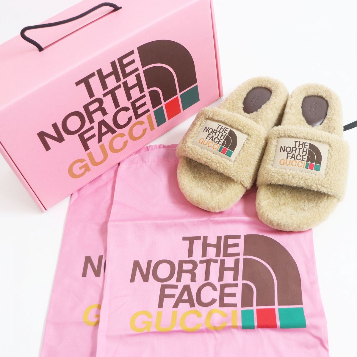 Luxury Gucci Trending 2025 x The North Face Mouton Boa Sandals Beige