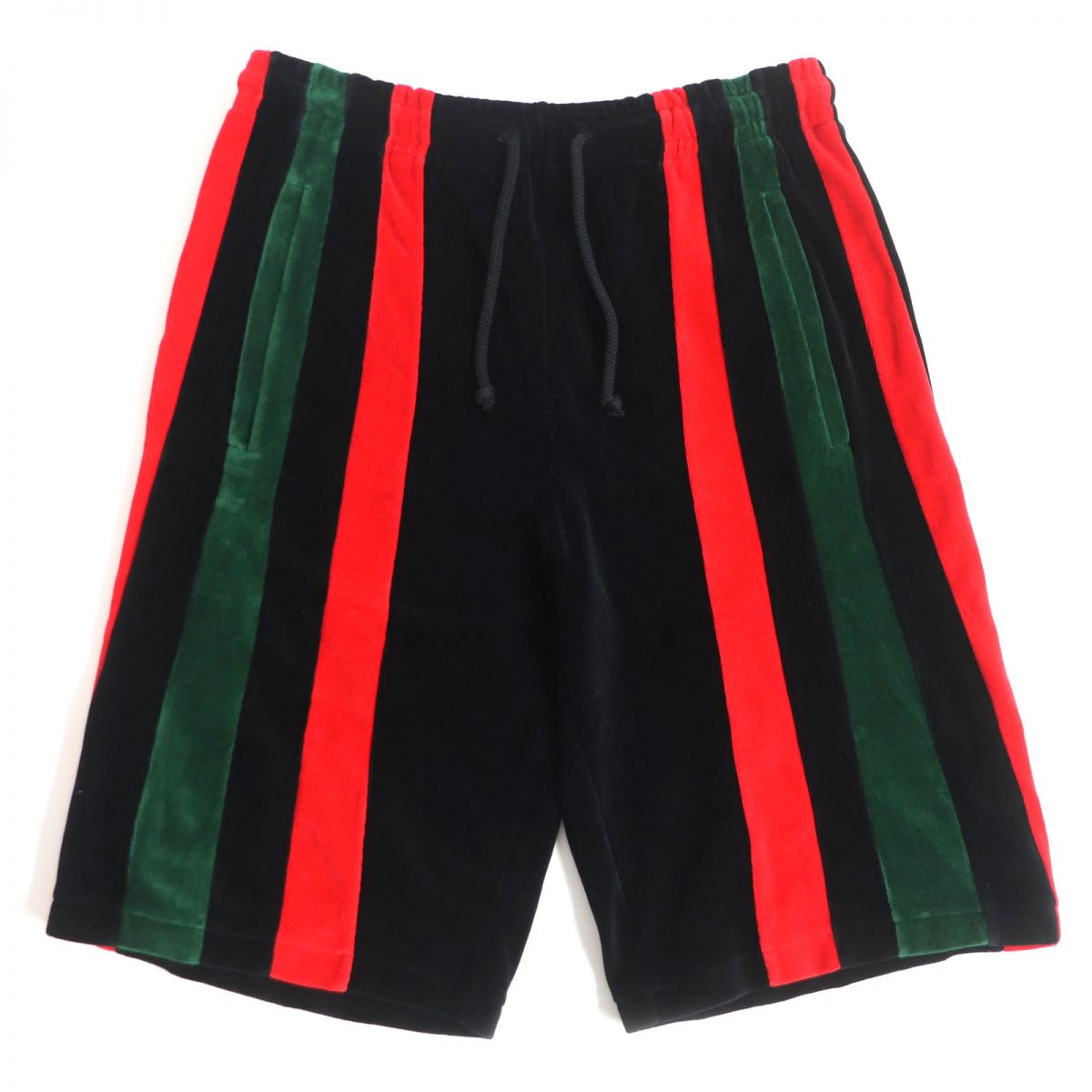 Luxury Gucci Trending 2025 Velour Shorts Web Line Logo Black S