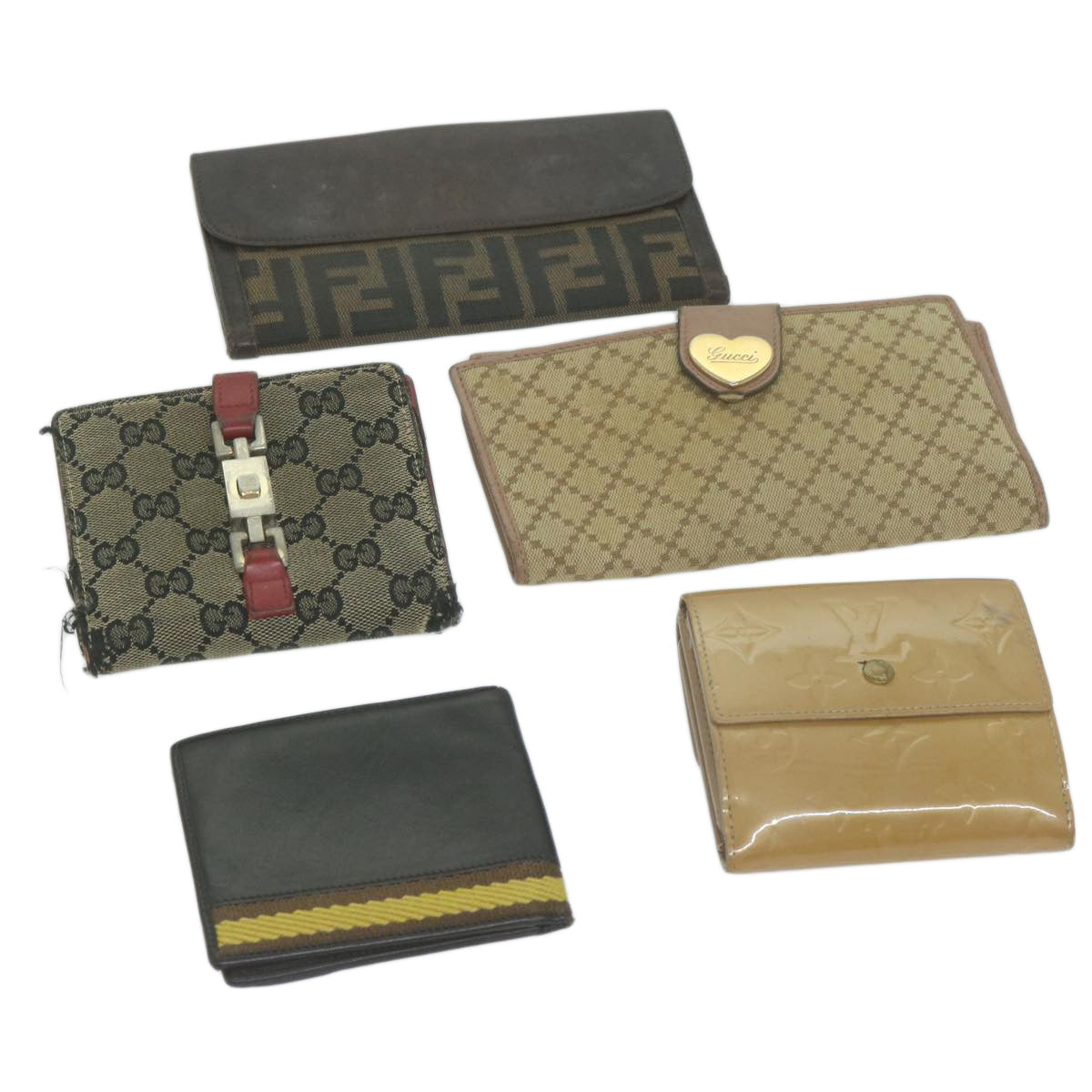 GUCCI Luxury Fendi Louis Vuitton Monogram Vernis Zucca GG Wallet 5Set  tb1031