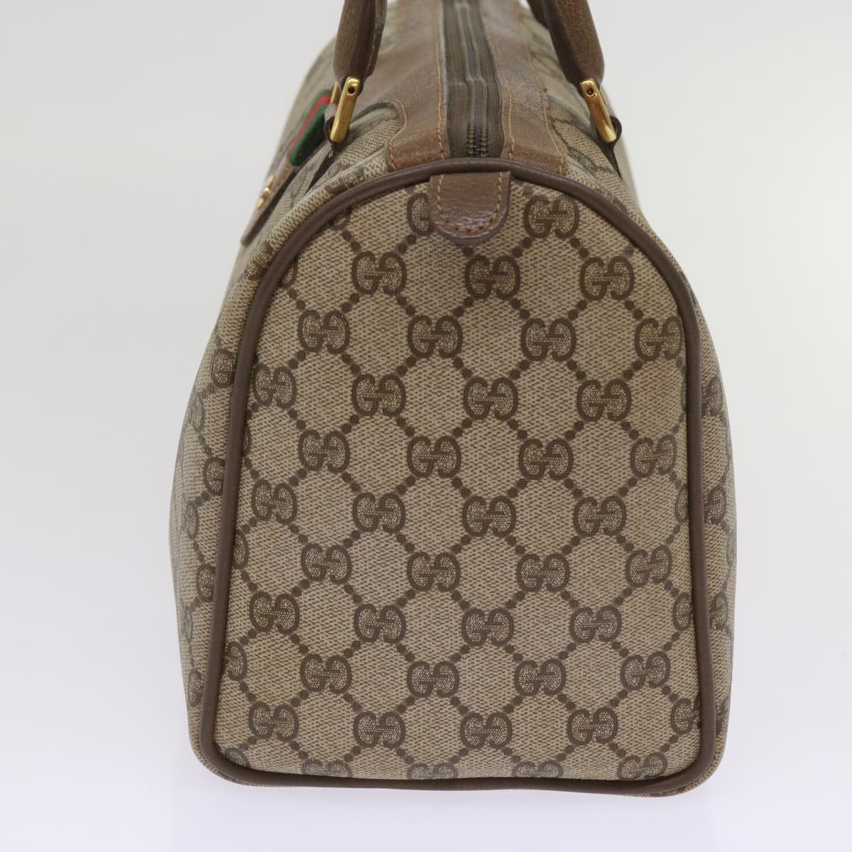 GUCCI GG Supreme Web Sherry Line Boston Bag PVC Beige Red 58 02 007  tb1042