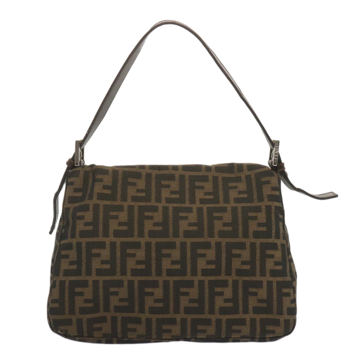 Luxury FendiZucca Canvas Mamma Baguette Shoulder Bag Black Browntb1055