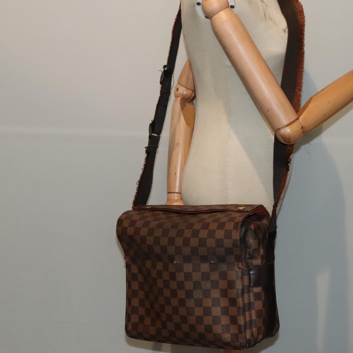 LOUIS VUITTON Damier Ebene Naviglio Shoulder Bag N45255 LV tb1118