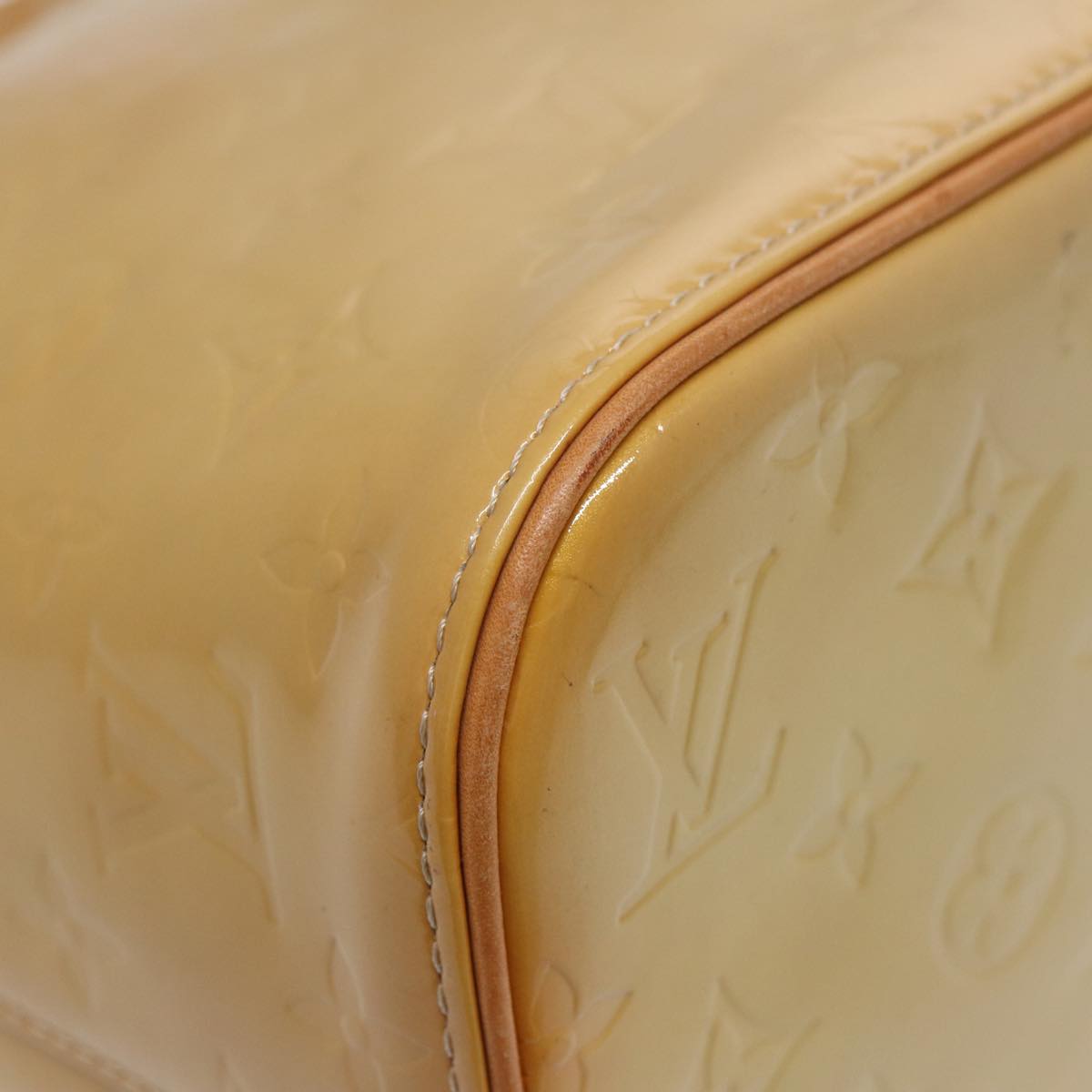 LOUIS VUITTON Monogram Vernis Houston Hand Bag Beige M91004 LV tb1136