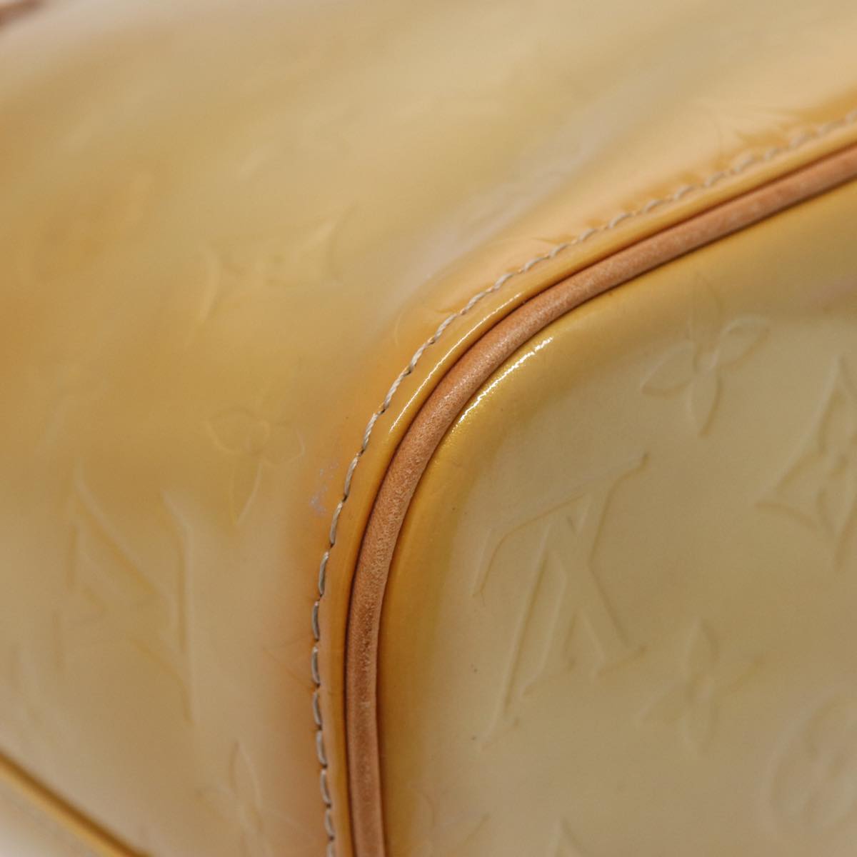 LOUIS VUITTON Monogram Vernis Houston Hand Bag Beige M91004 LV tb1136