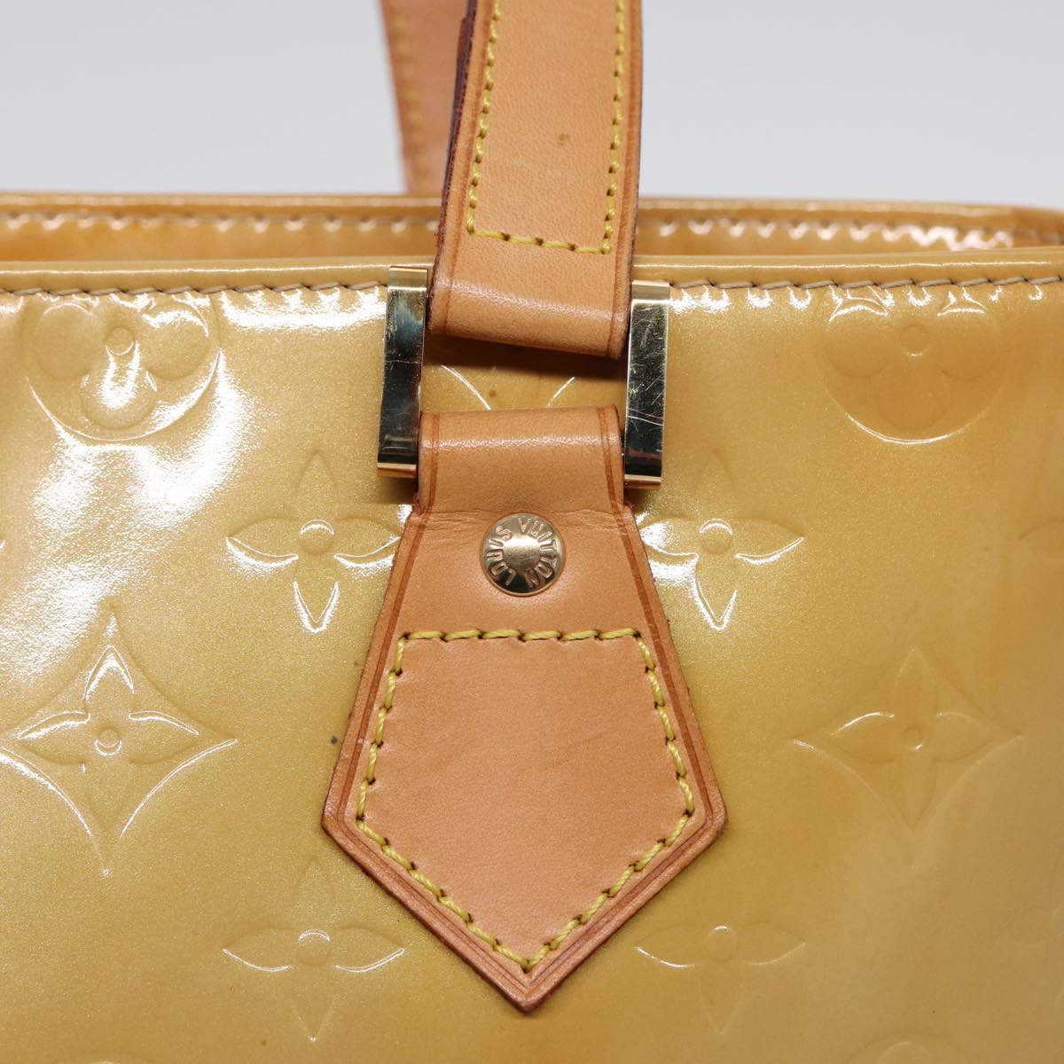 LOUIS VUITTON Monogram Vernis Houston Hand Bag Beige M91004 LV tb1136