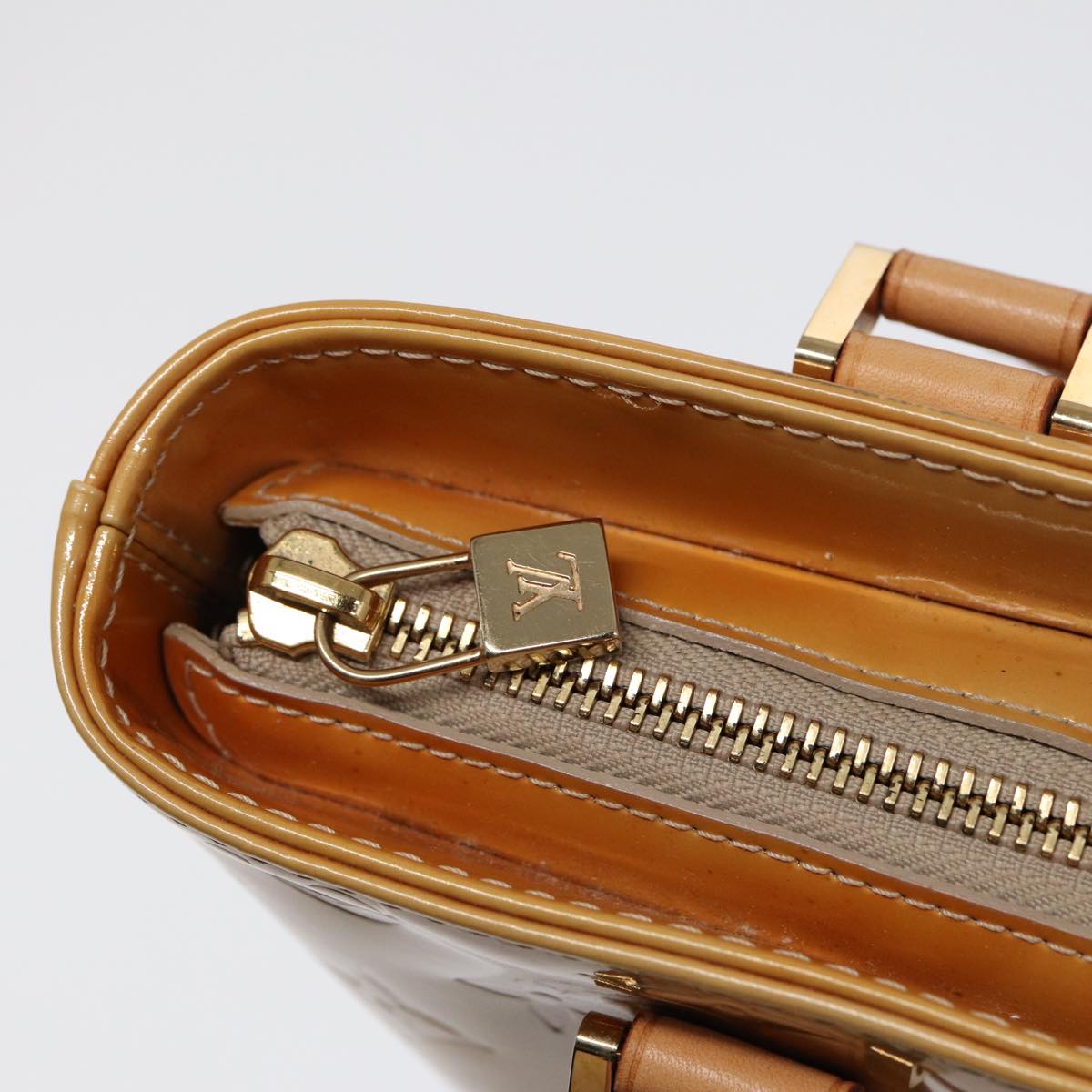 LOUIS VUITTON Monogram Vernis Houston Hand Bag Beige M91004 LV tb1136