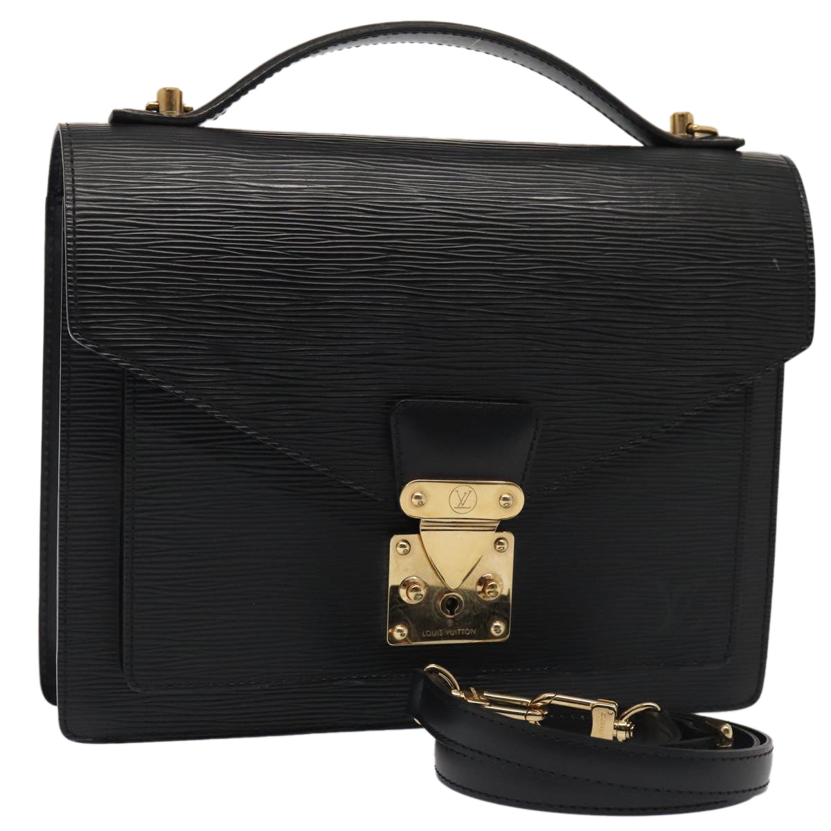 LOUIS VUITTON Epi Monceau 28 Hand Bag Black M52122 LV tb1181