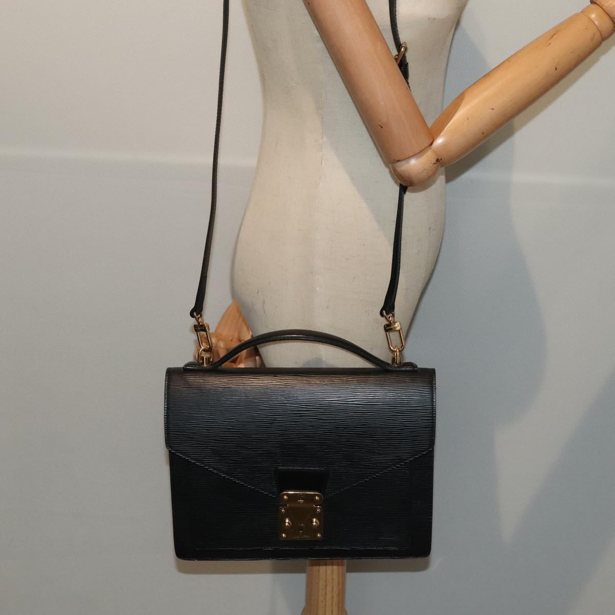 LOUIS VUITTON Epi Monceau 28 Hand Bag Black M52122 LV tb1181