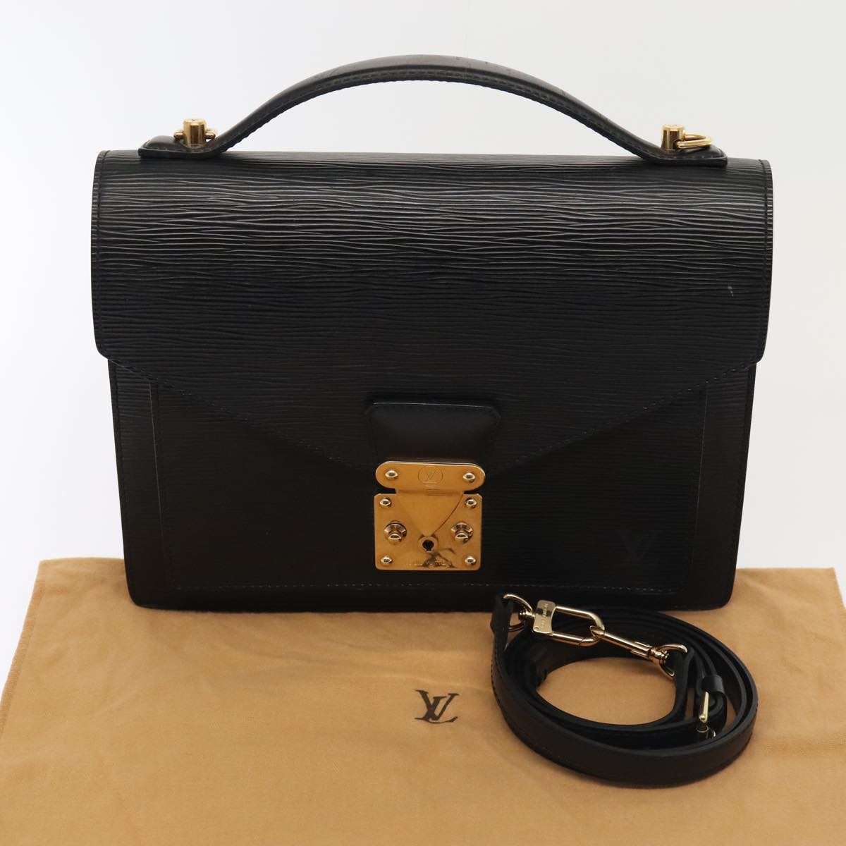 LOUIS VUITTON Epi Monceau 28 Hand Bag Black M52122 LV tb1181