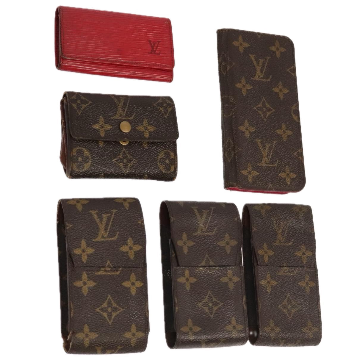 LOUIS VUITTON Monogram Epi iPhone Coin Key Cigarette Case 5Set Red tb1235