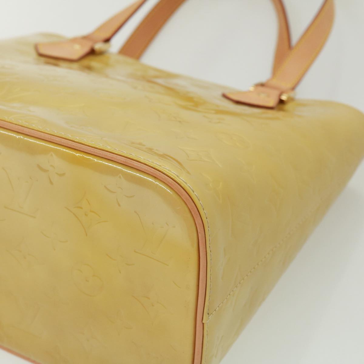 LOUIS VUITTON Monogram Vernis Houston Hand Bag Beige M91004 LV tb256