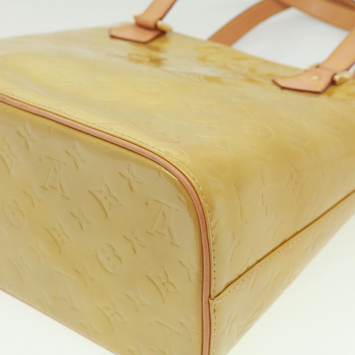 LOUIS VUITTON Monogram Vernis Houston Hand Bag Beige M91004 LV tb256