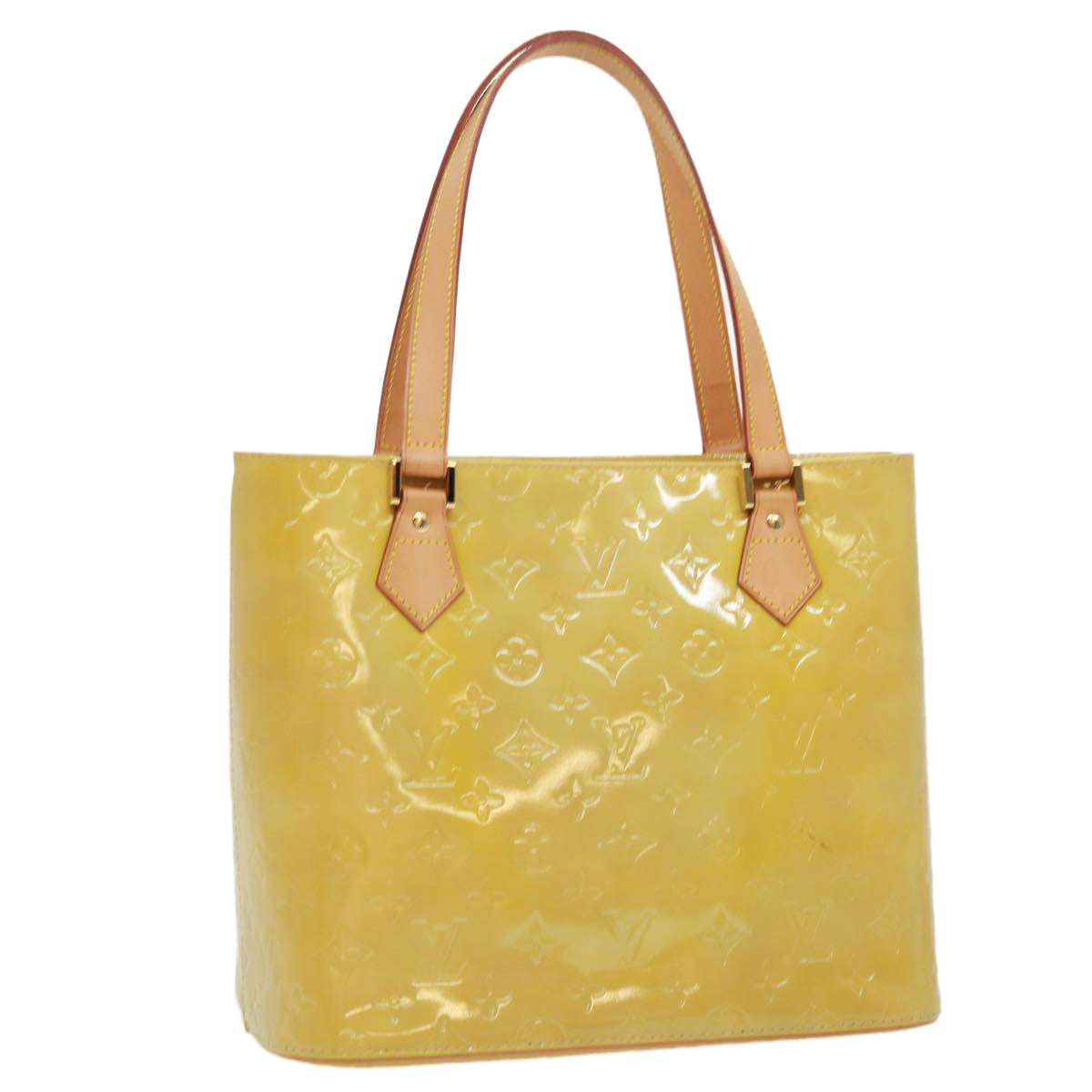 LOUIS VUITTON Monogram Vernis Houston Hand Bag Beige M91004 LV tb256