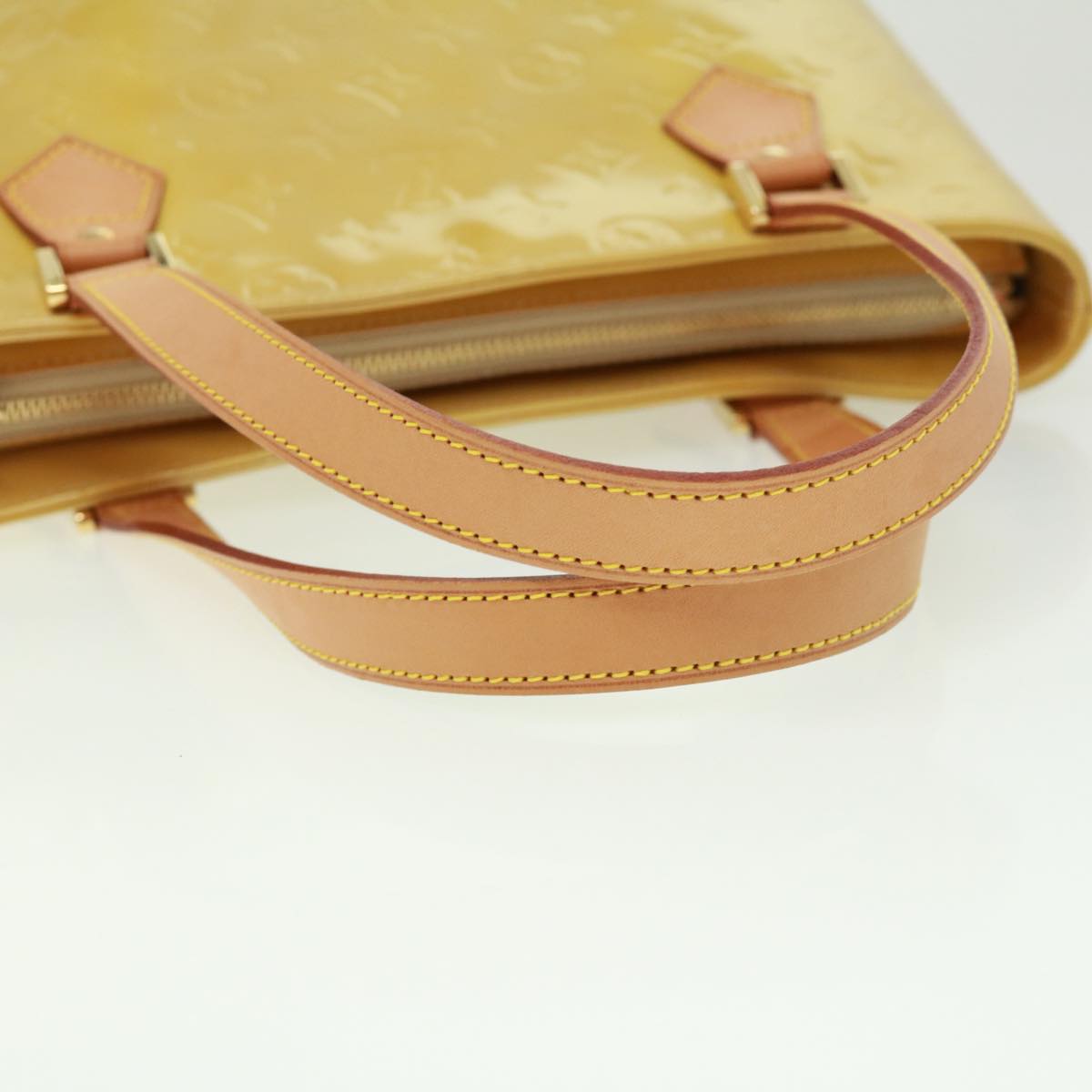 LOUIS VUITTON Monogram Vernis Houston Hand Bag Beige M91004 LV tb256