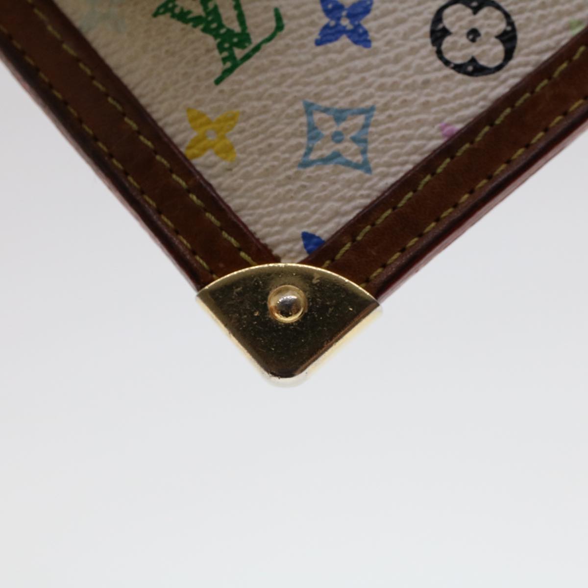 LOUIS VUITTON Monogram Multicolor Pochette Cles Purse White M92655 LV tb698