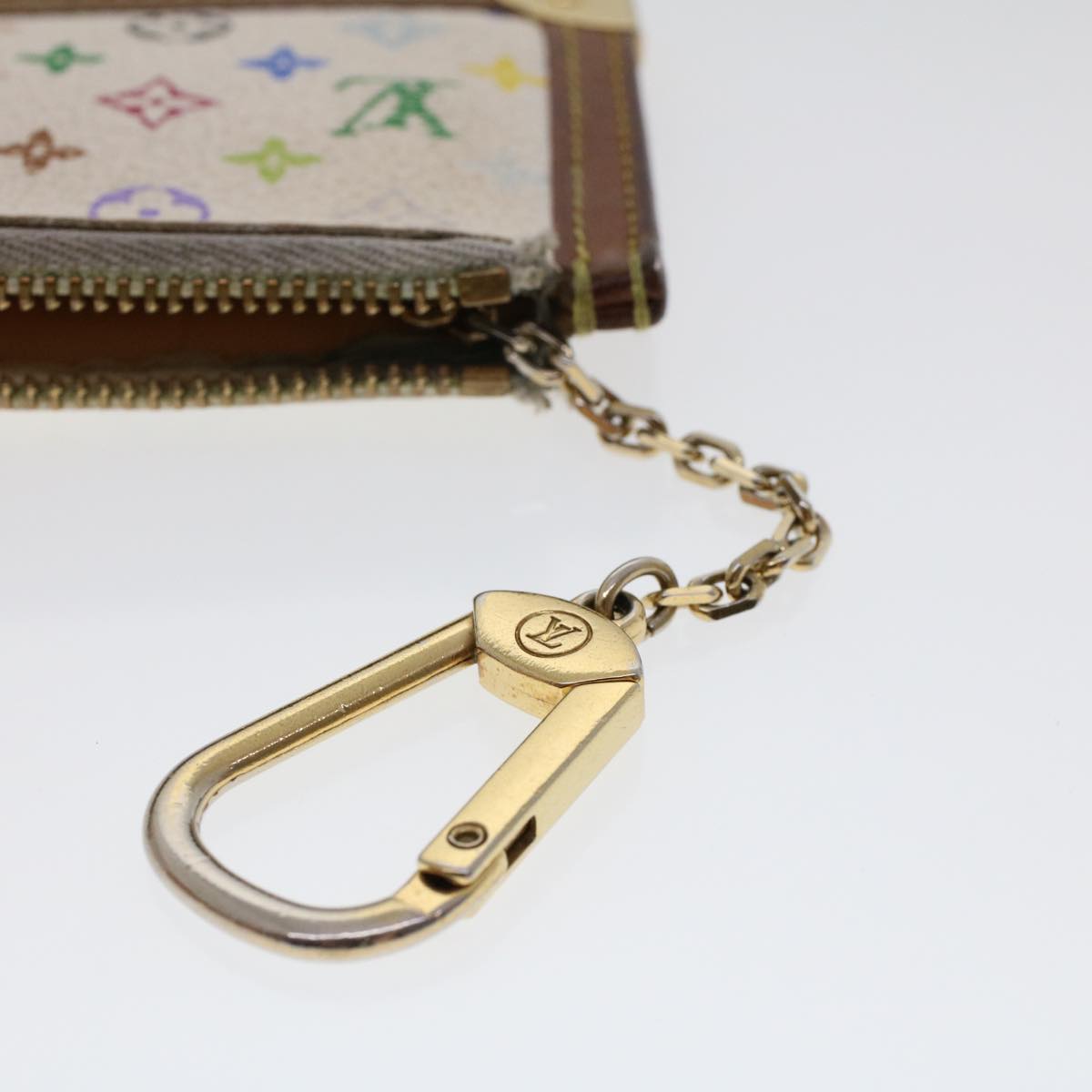 LOUIS VUITTON Monogram Multicolor Pochette Cles Purse White M92655 LV tb698