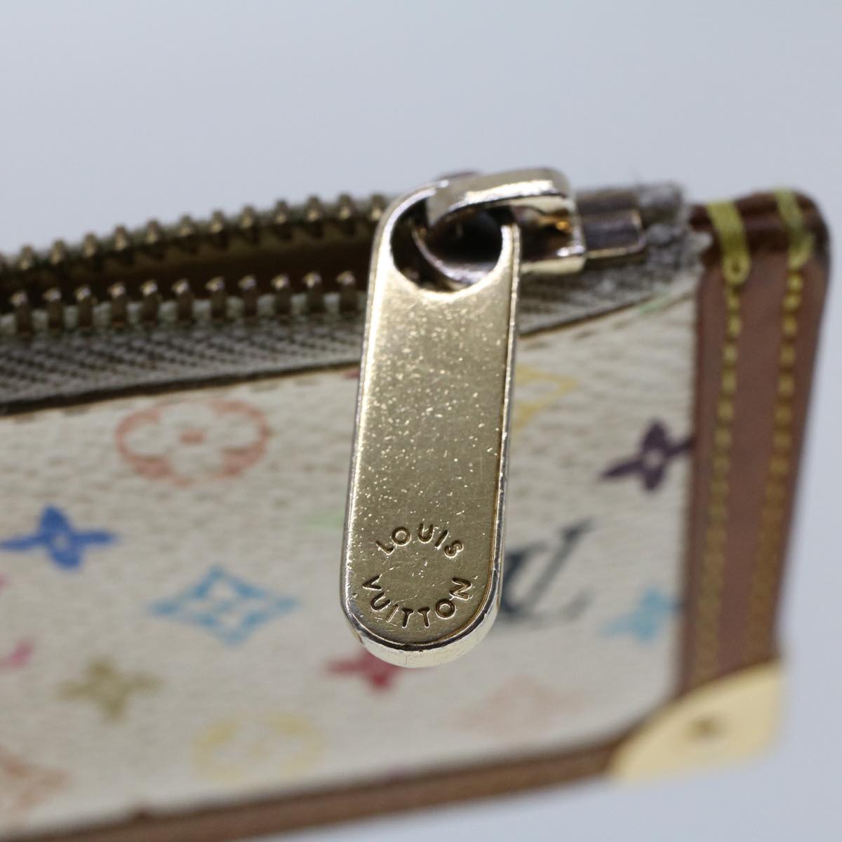 LOUIS VUITTON Monogram Multicolor Pochette Cles Purse White M92655 LV tb698