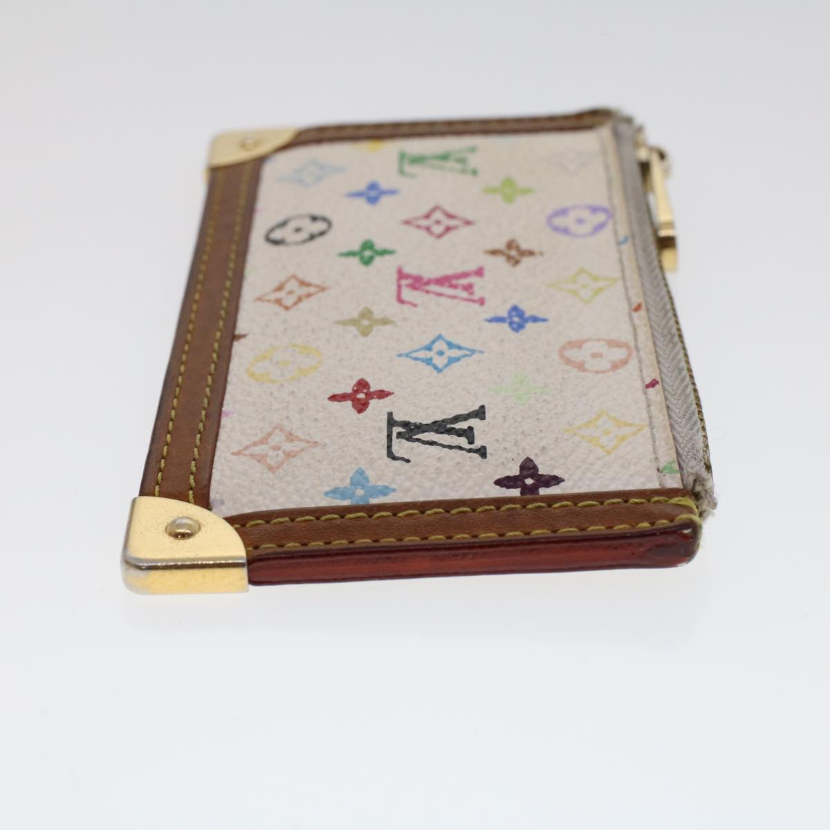 LOUIS VUITTON Monogram Multicolor Pochette Cles Purse White M92655 LV tb698