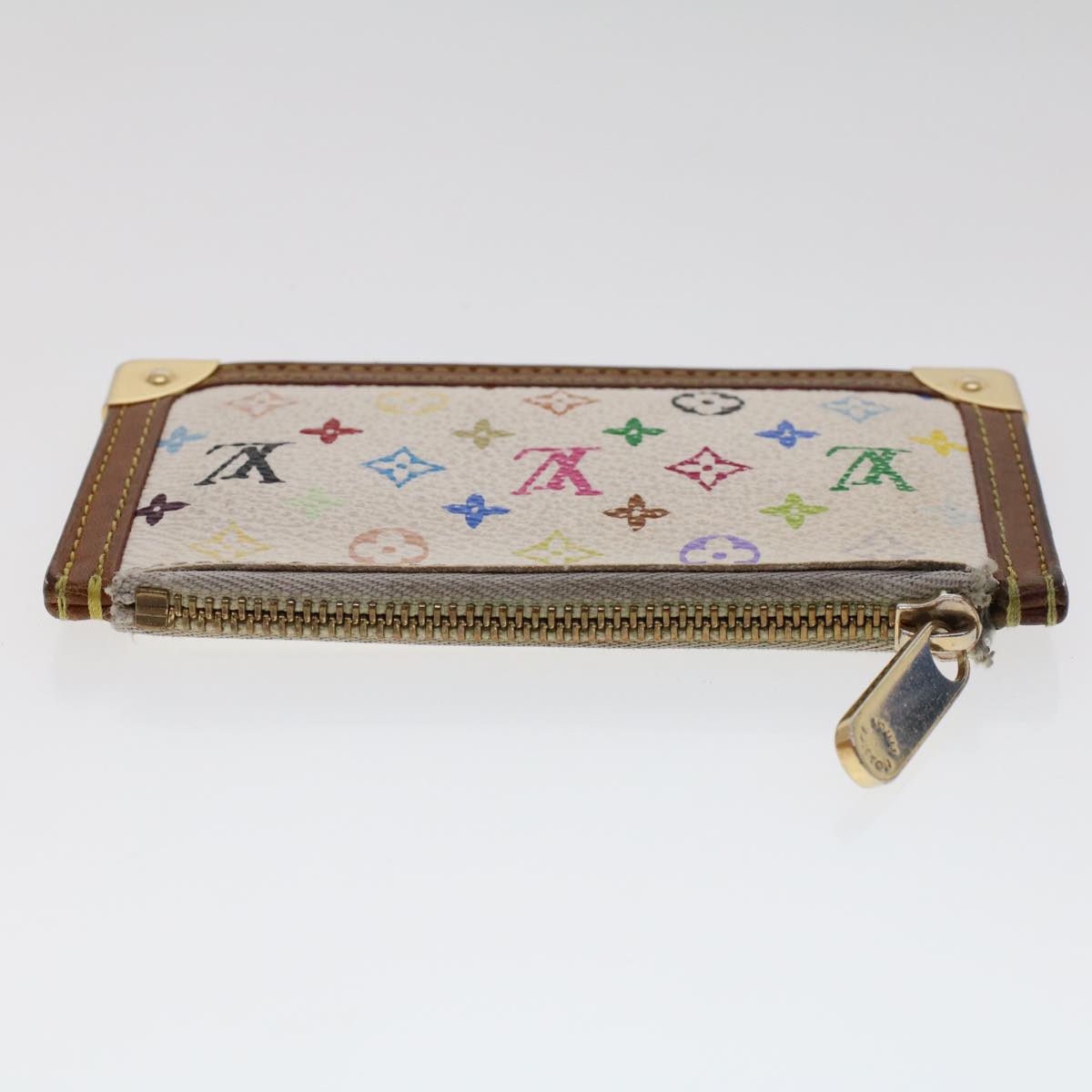LOUIS VUITTON Monogram Multicolor Pochette Cles Purse White M92655 LV tb698