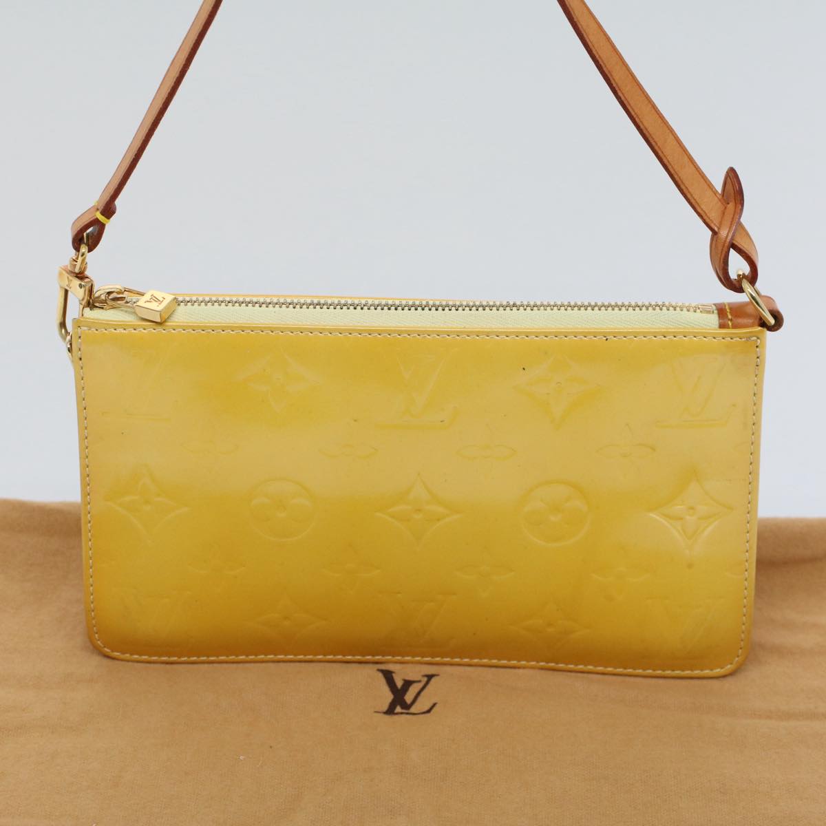 LOUIS VUITTON Vernis Lexington Accessory Pouch Lime Yellow M91058 tb883