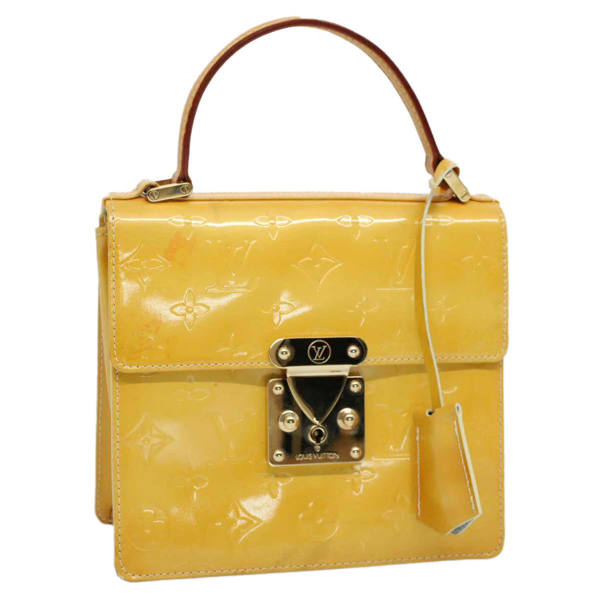 LOUIS VUITTON Monogram Vernis Spring Street Hand Bag Yellow M91068 LV tb889