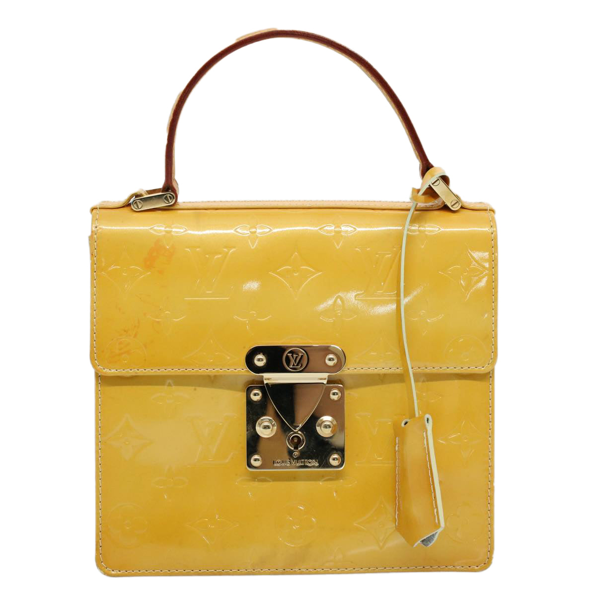 LOUIS VUITTON Monogram Vernis Spring Street Hand Bag Yellow M91068 LV tb889