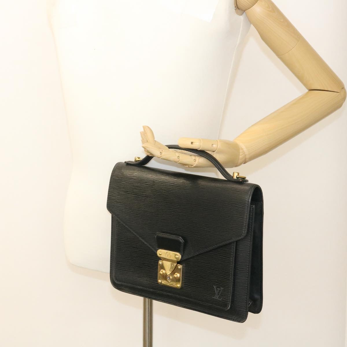 LOUIS VUITTON Epi Monceau Hand Bag Black M52122 LV th2099