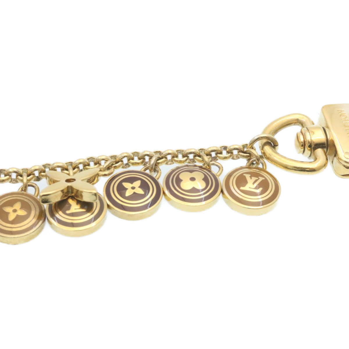 LOUIS VUITTON Porte Cles Chainne Pastilles Charm Gold Brown M65380 th2120