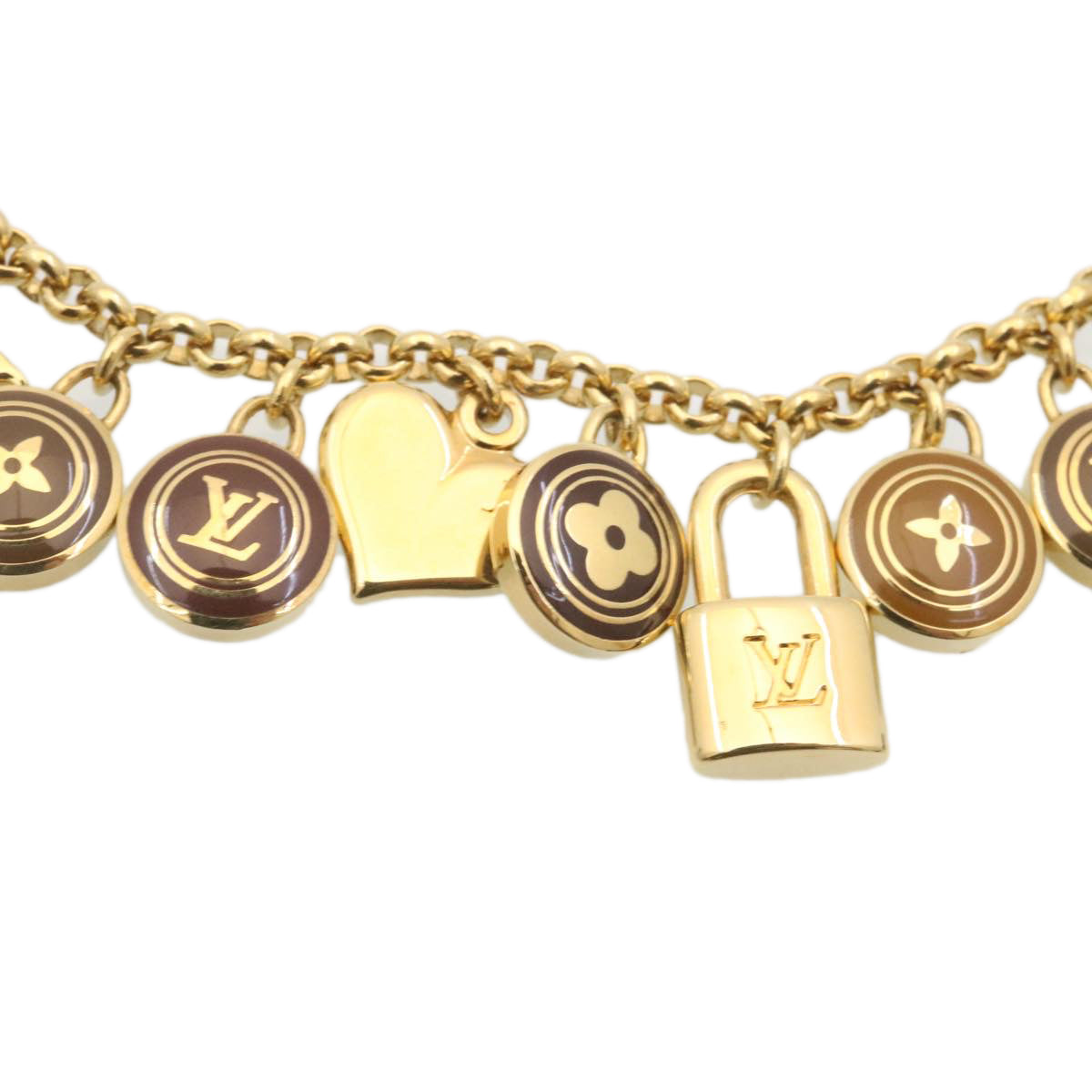 LOUIS VUITTON Porte Cles Chainne Pastilles Charm Gold Brown M65386 th2236