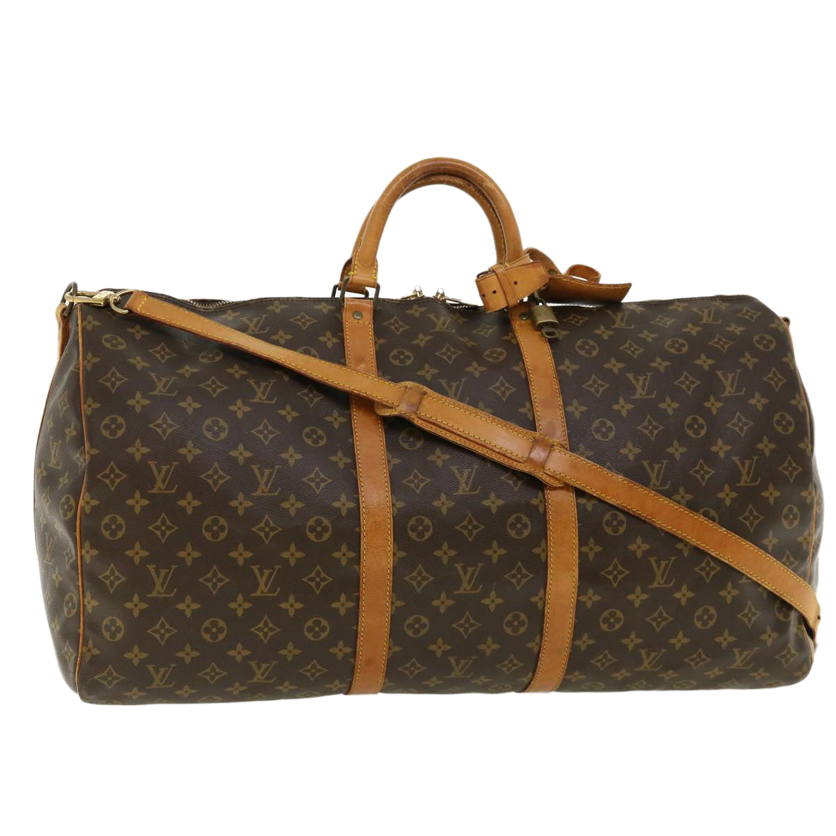 LOUIS VUITTON Monogram Keepall Bandouliere 60 Boston Bag M41412 LV th3335