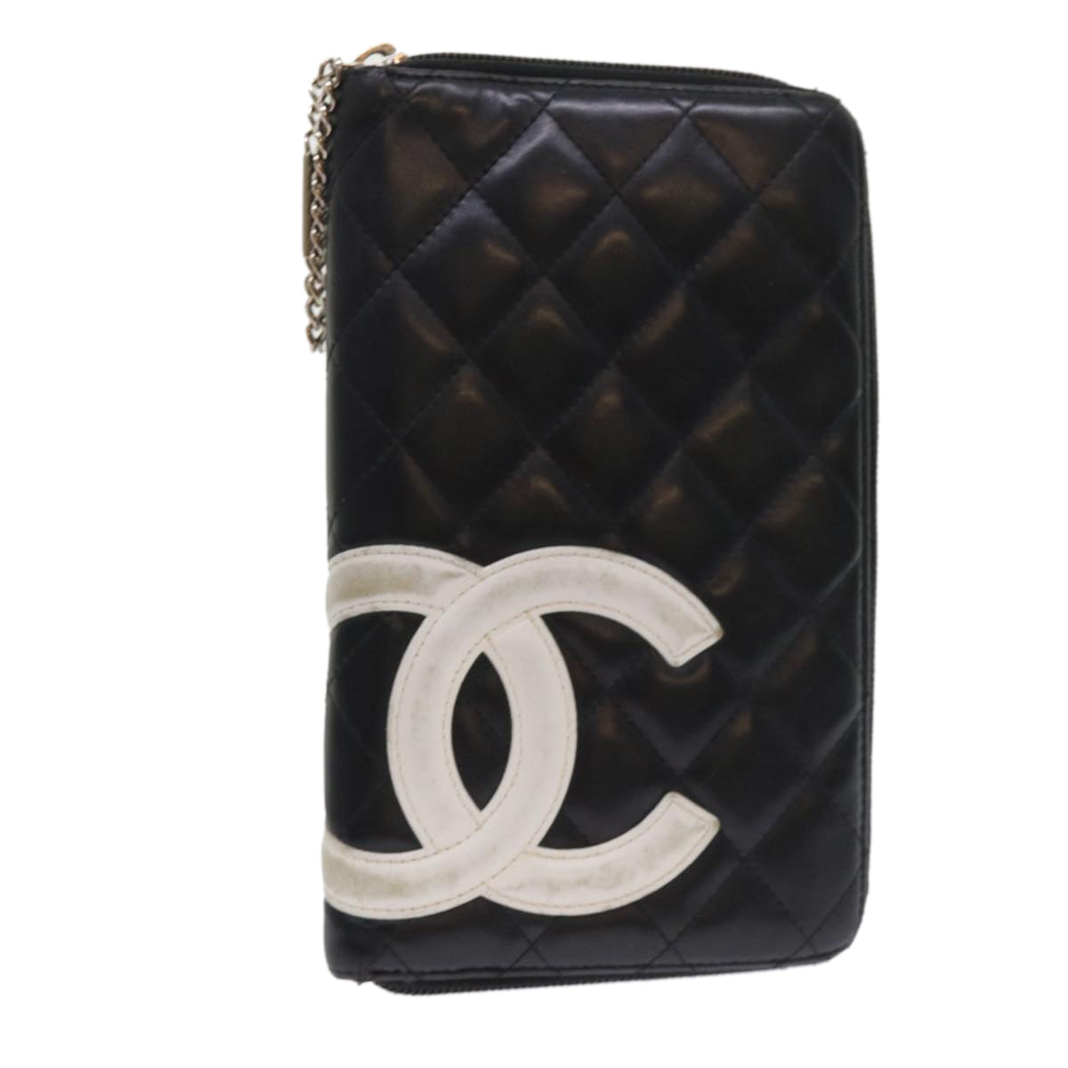 Luxury Chanel Cambon Line Long Wallet Lamb Skin Black CC  th3796