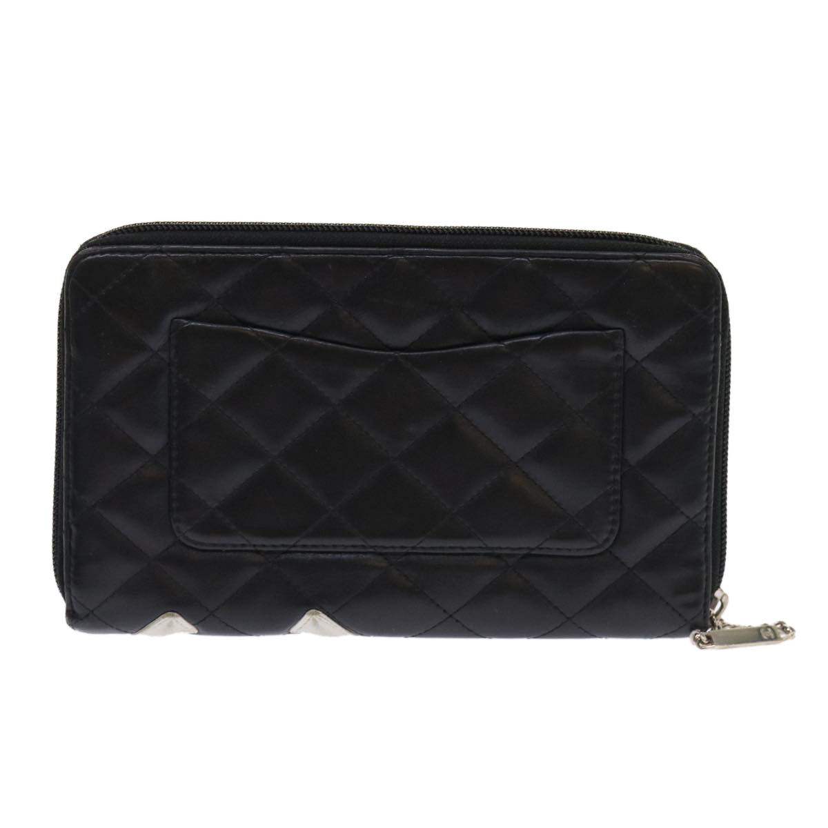 Luxury Chanel Cambon Line Long Wallet Lamb Skin Black CC  th3796