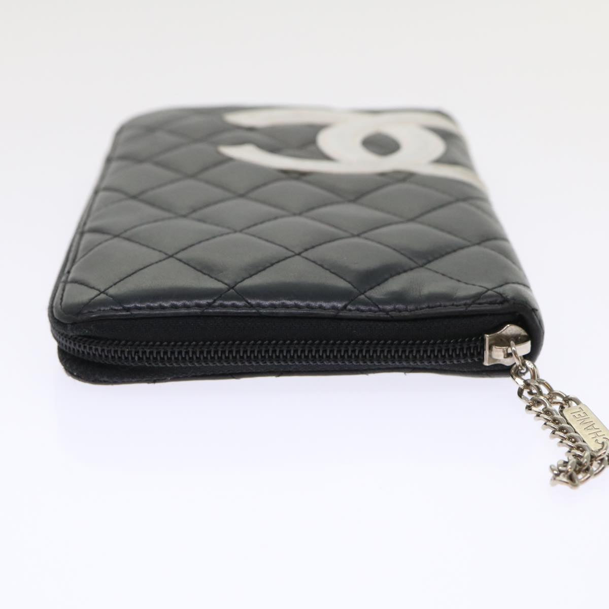 Luxury Chanel Cambon Line Long Wallet Lamb Skin Black CC  th3796