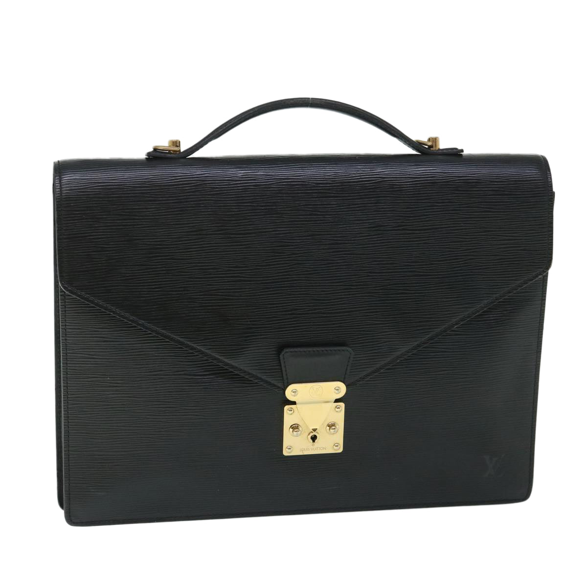 LOUIS VUITTON Epi Porte Documents Bandouliere Briefcase Black M54467 th4002