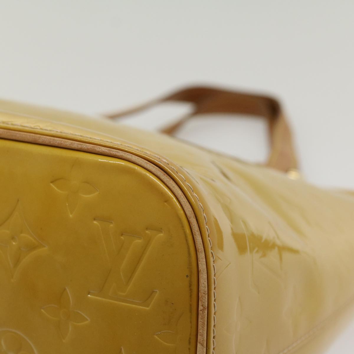 LOUIS VUITTON Monogram Vernis Houston Hand Bag Beige M91004 LV th4003