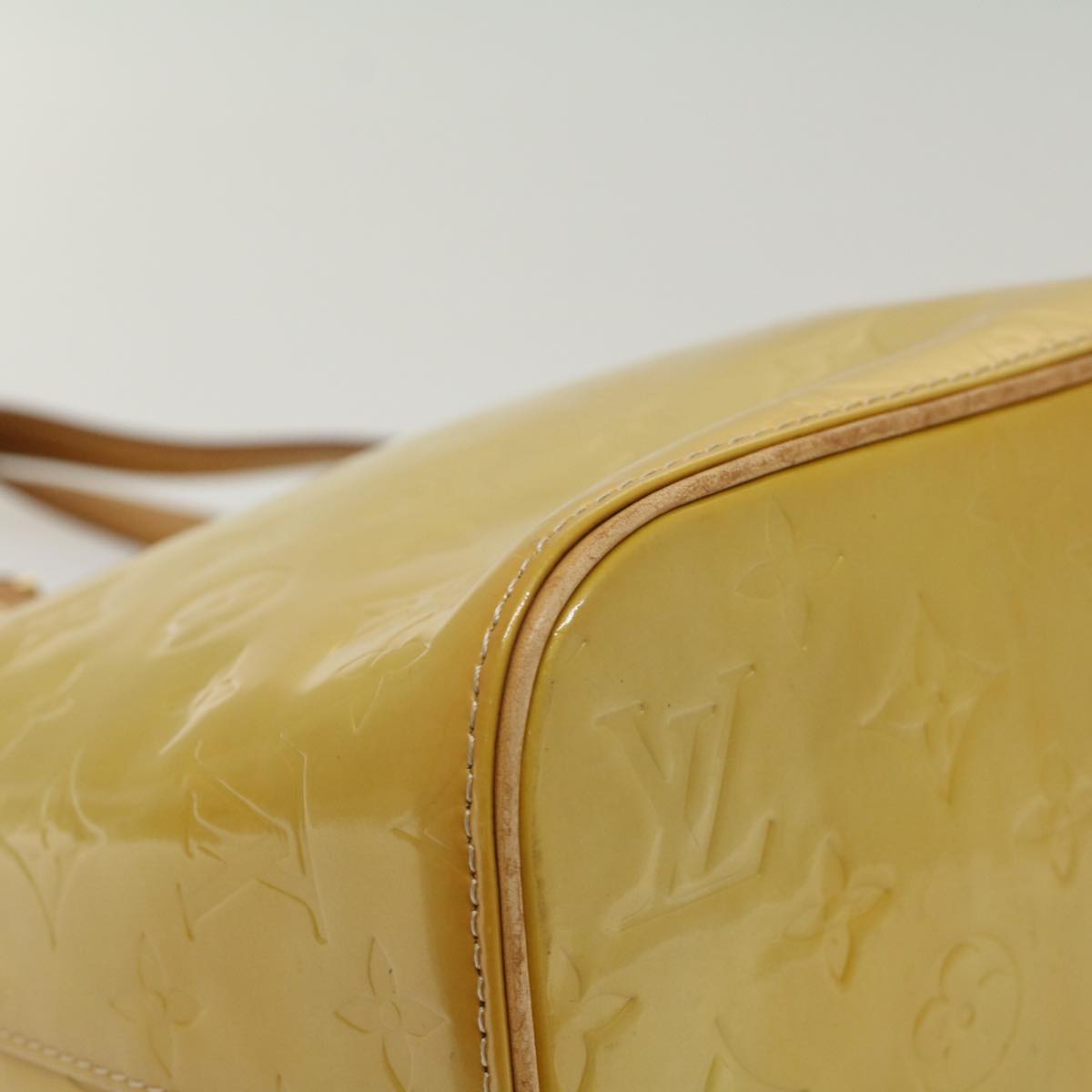 LOUIS VUITTON Monogram Vernis Houston Hand Bag Beige M91004 LV th4003
