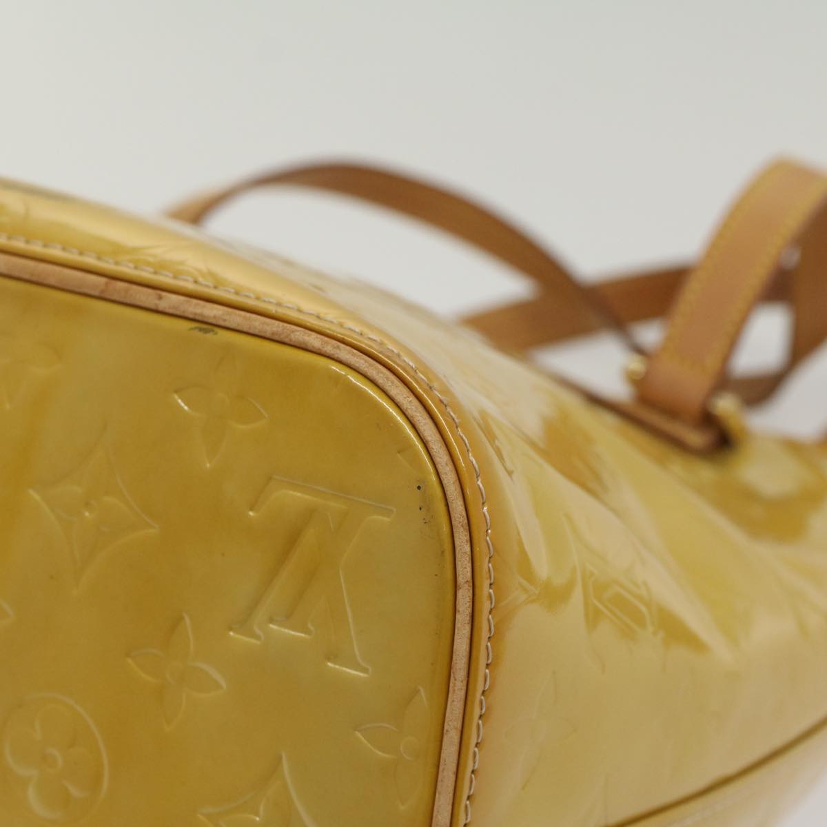 LOUIS VUITTON Monogram Vernis Houston Hand Bag Beige M91004 LV th4003