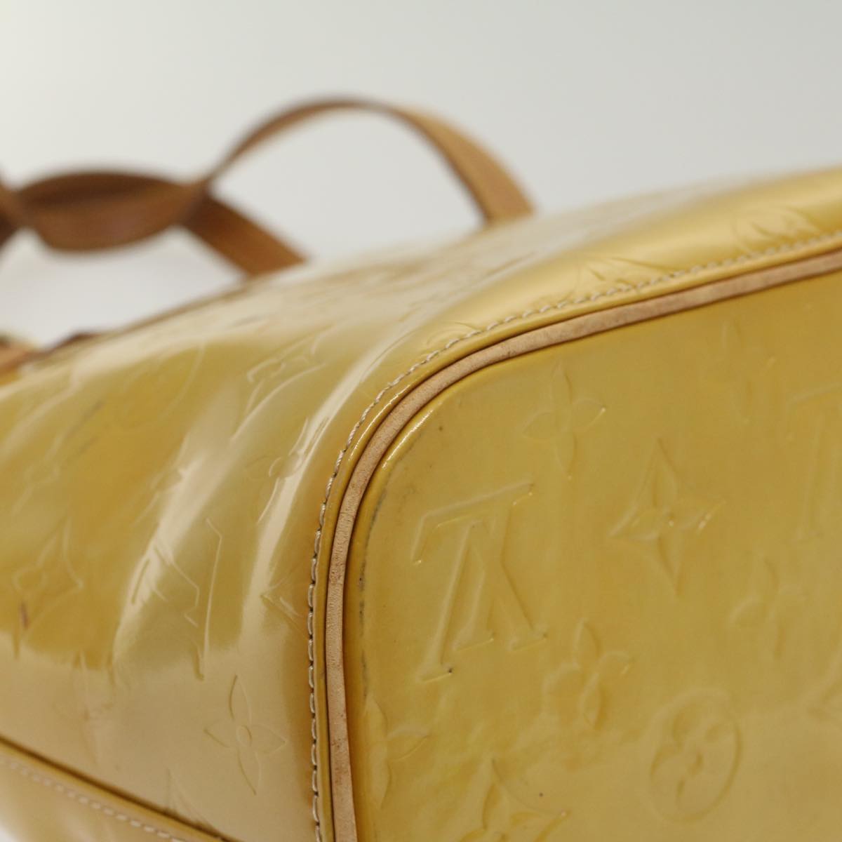 LOUIS VUITTON Monogram Vernis Houston Hand Bag Beige M91004 LV th4003