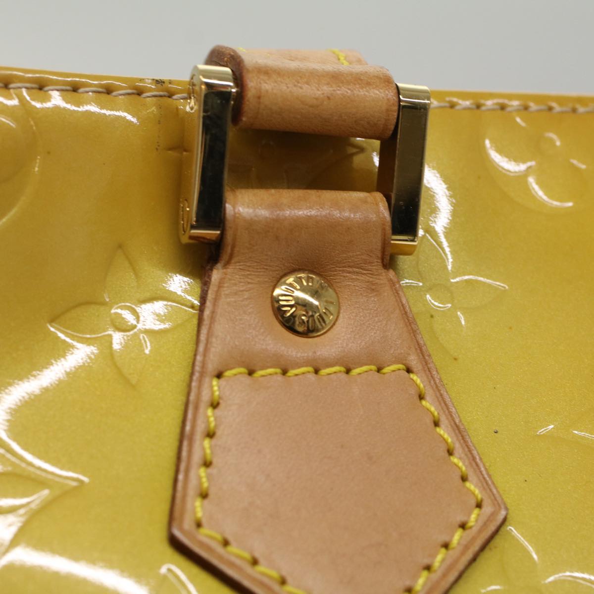 LOUIS VUITTON Monogram Vernis Houston Hand Bag Beige M91004 LV th4003