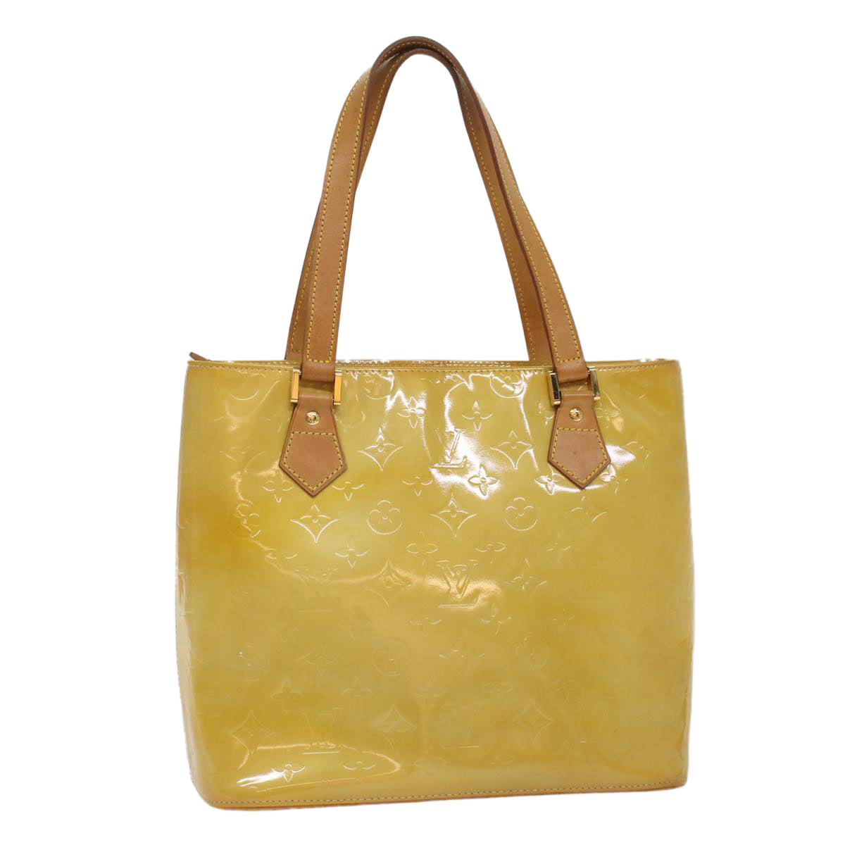 LOUIS VUITTON Monogram Vernis Houston Hand Bag Beige M91004 LV th4003