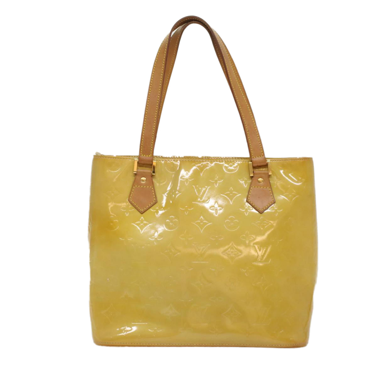 LOUIS VUITTON Monogram Vernis Houston Hand Bag Beige M91004 LV th4003