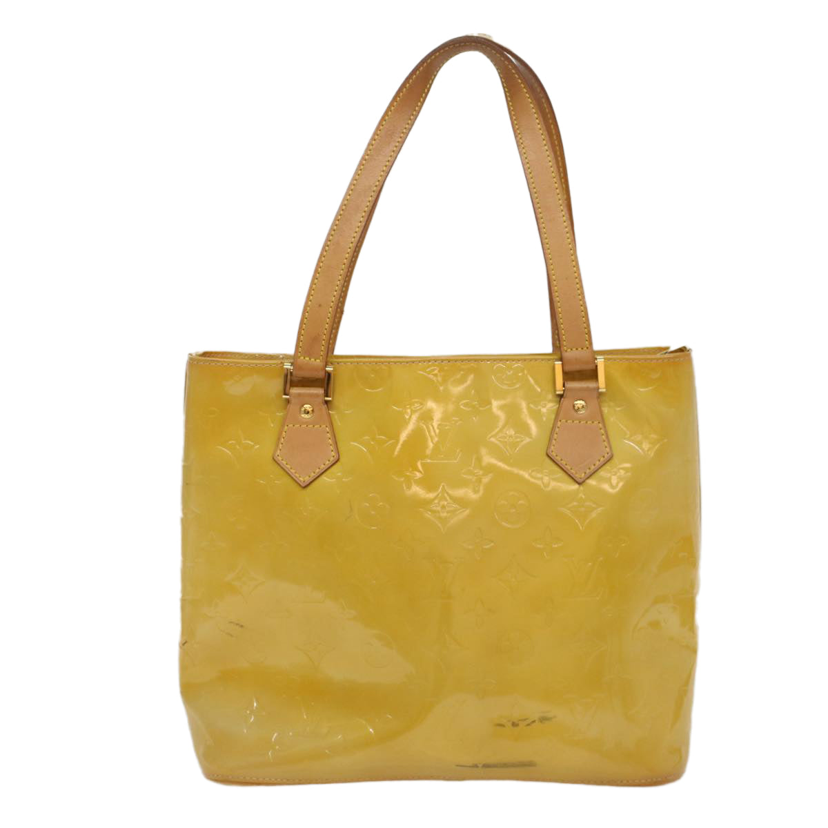 LOUIS VUITTON Monogram Vernis Houston Hand Bag Beige M91004 LV th4003