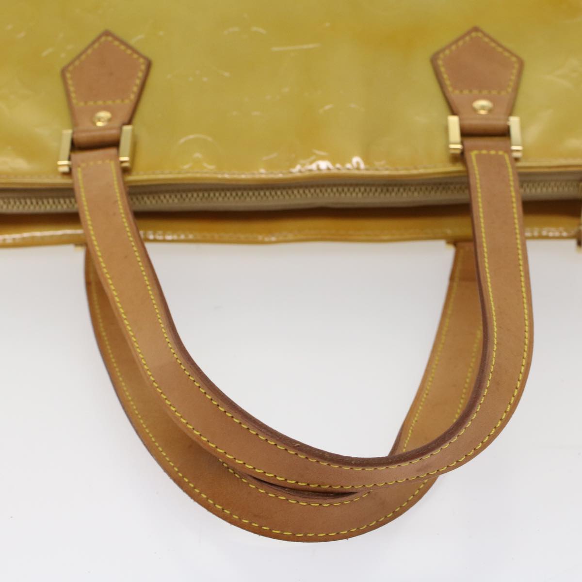 LOUIS VUITTON Monogram Vernis Houston Hand Bag Beige M91004 LV th4003