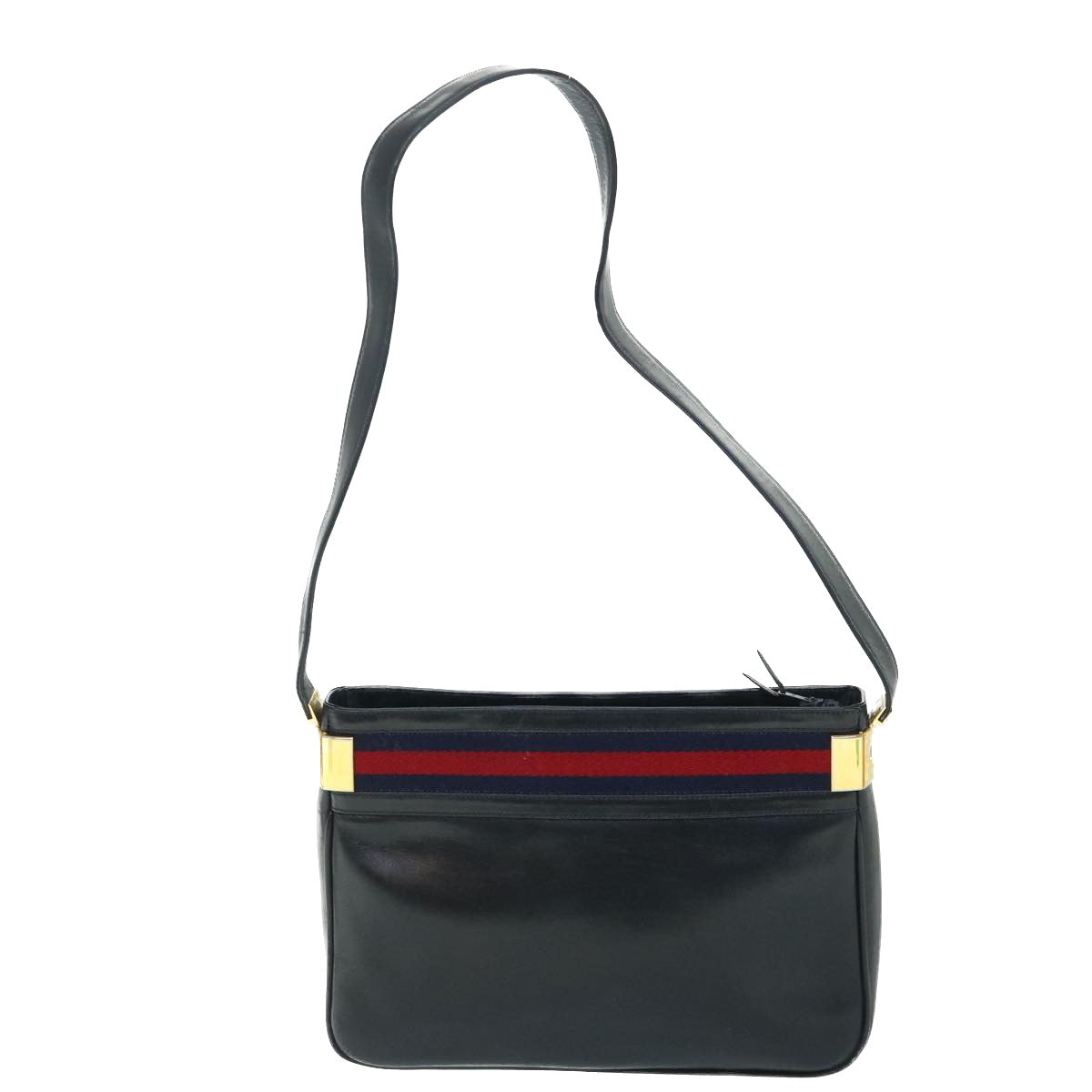 Luxury Gucci Sherry Line Shoulder Bag Leather Black Red Navy  th4022