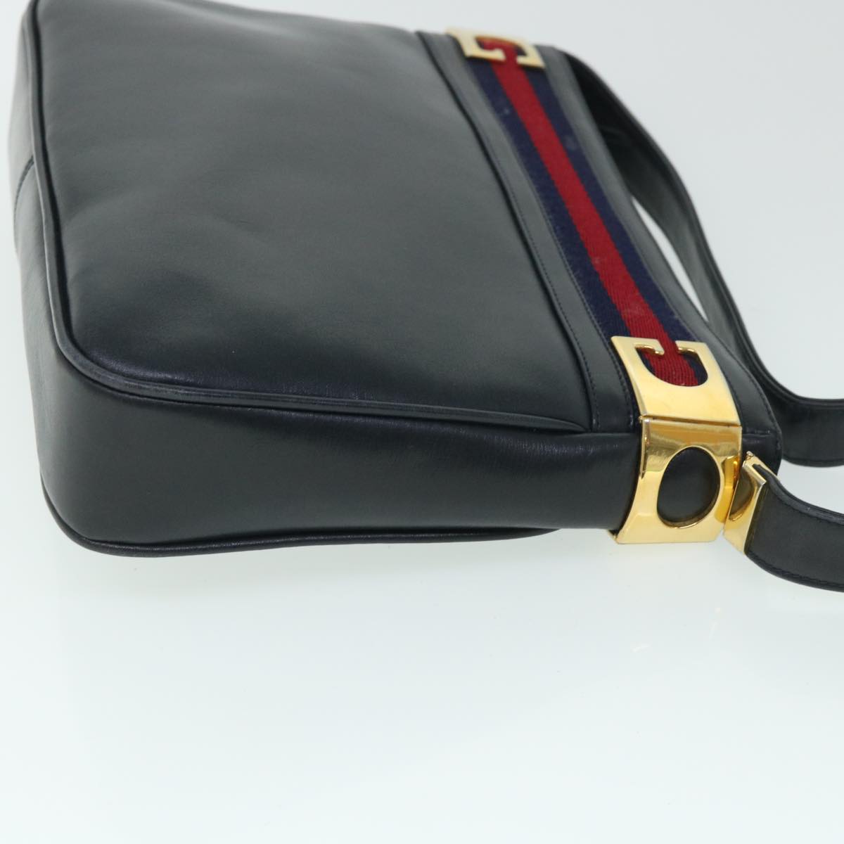 Luxury Gucci Sherry Line Shoulder Bag Leather Black Red Navy  th4022