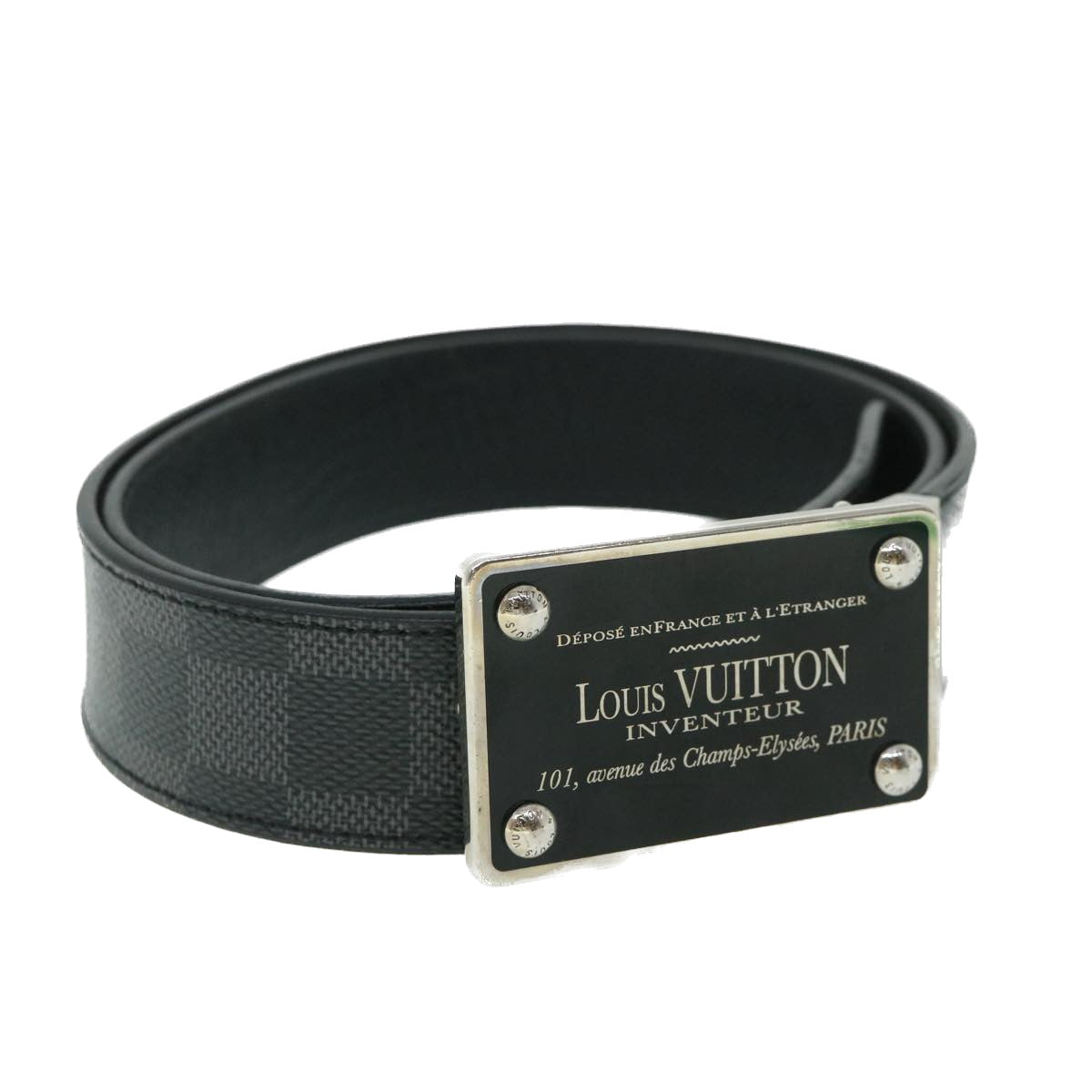 LOUIS VUITTON Damier Graphite Ceinture Inventeur Tour Belt M9632V LV th4026