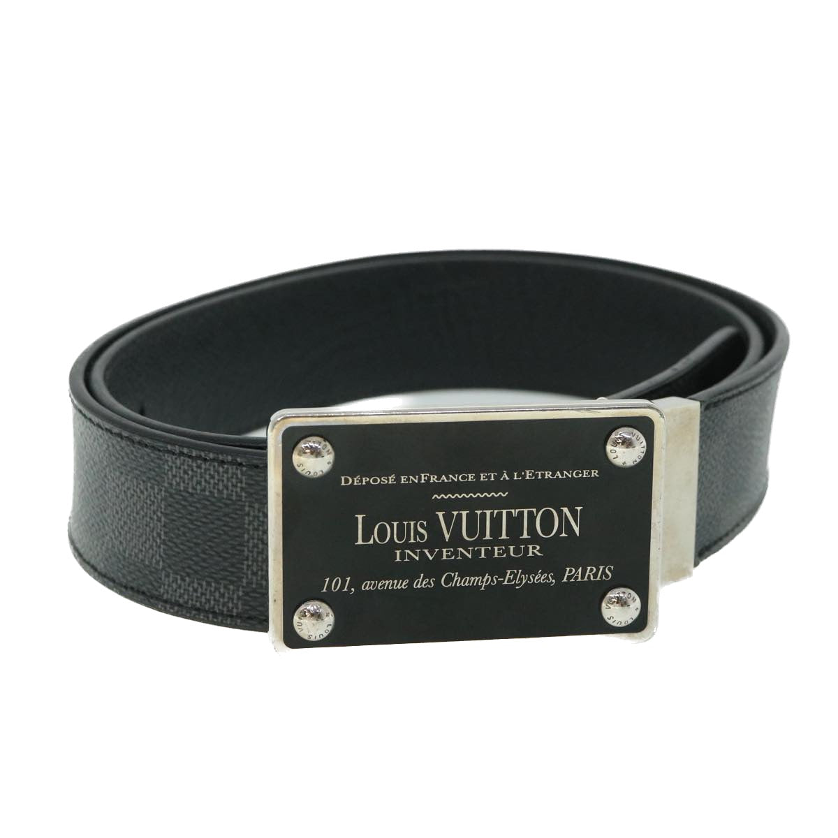LOUIS VUITTON Damier Graphite Ceinture Inventeur Tour Belt M9632V LV th4026