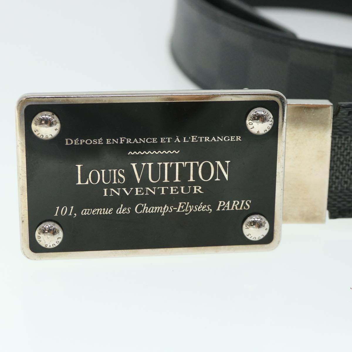 LOUIS VUITTON Damier Graphite Ceinture Inventeur Tour Belt M9632V LV th4026