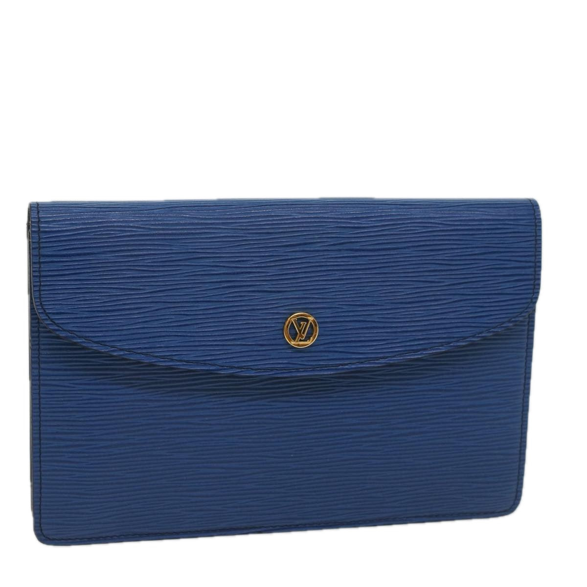 LOUIS VUITTON Epi Montaigne 23 Clutch Bag Blue M52665 LV th4081