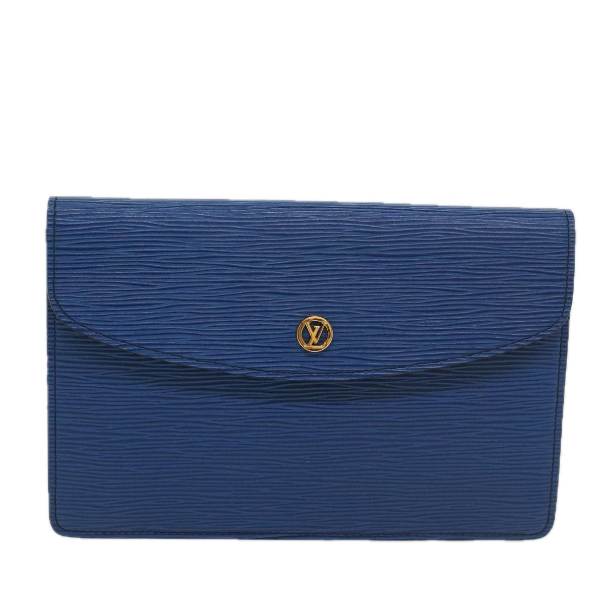 LOUIS VUITTON Epi Montaigne 23 Clutch Bag Blue M52665 LV th4081